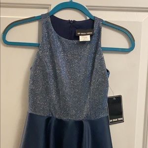 Blue and Navy Racer Back Glitter Dress
